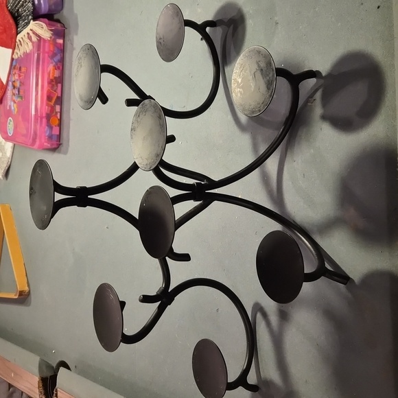 Black iron Metal Candle Holder for inside fireplace holds 9 candles - Picture 3 of 3
